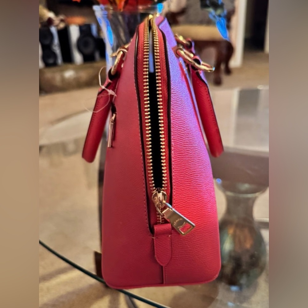 NWT Coach Large Leather Katy Satchel in Watermelon With Crossbody Strap - Picture 8 of 9
